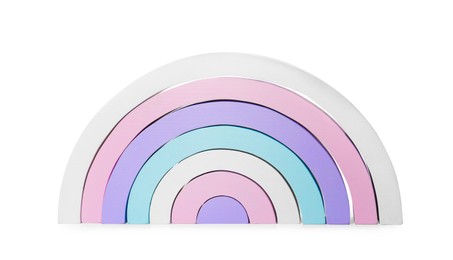 One colorful rainbow isolated on white. Children's toy