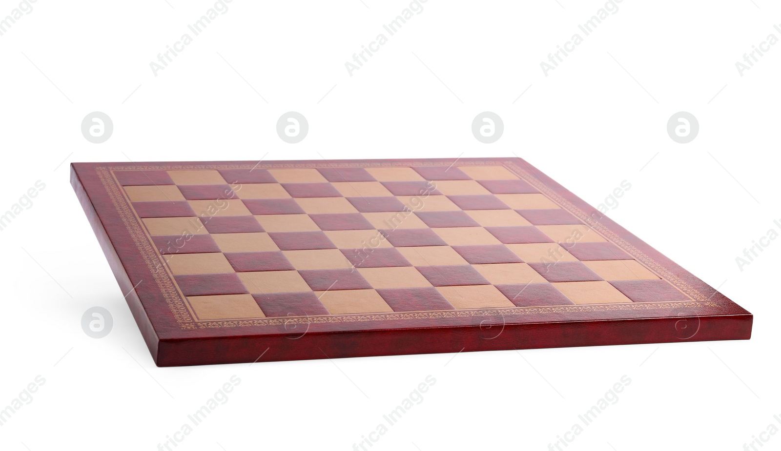 Photo of One wooden chess board isolated on white