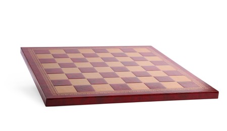 Photo of One wooden chess board isolated on white