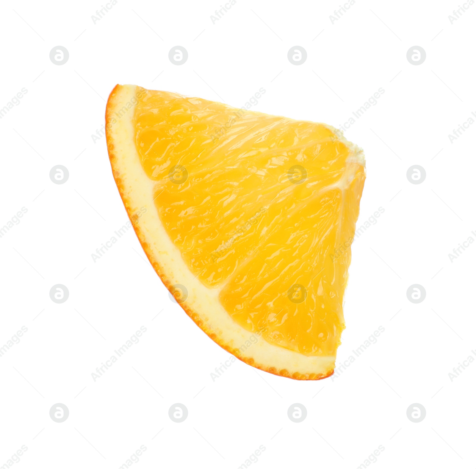 Photo of Fresh juicy orange slice isolated on white