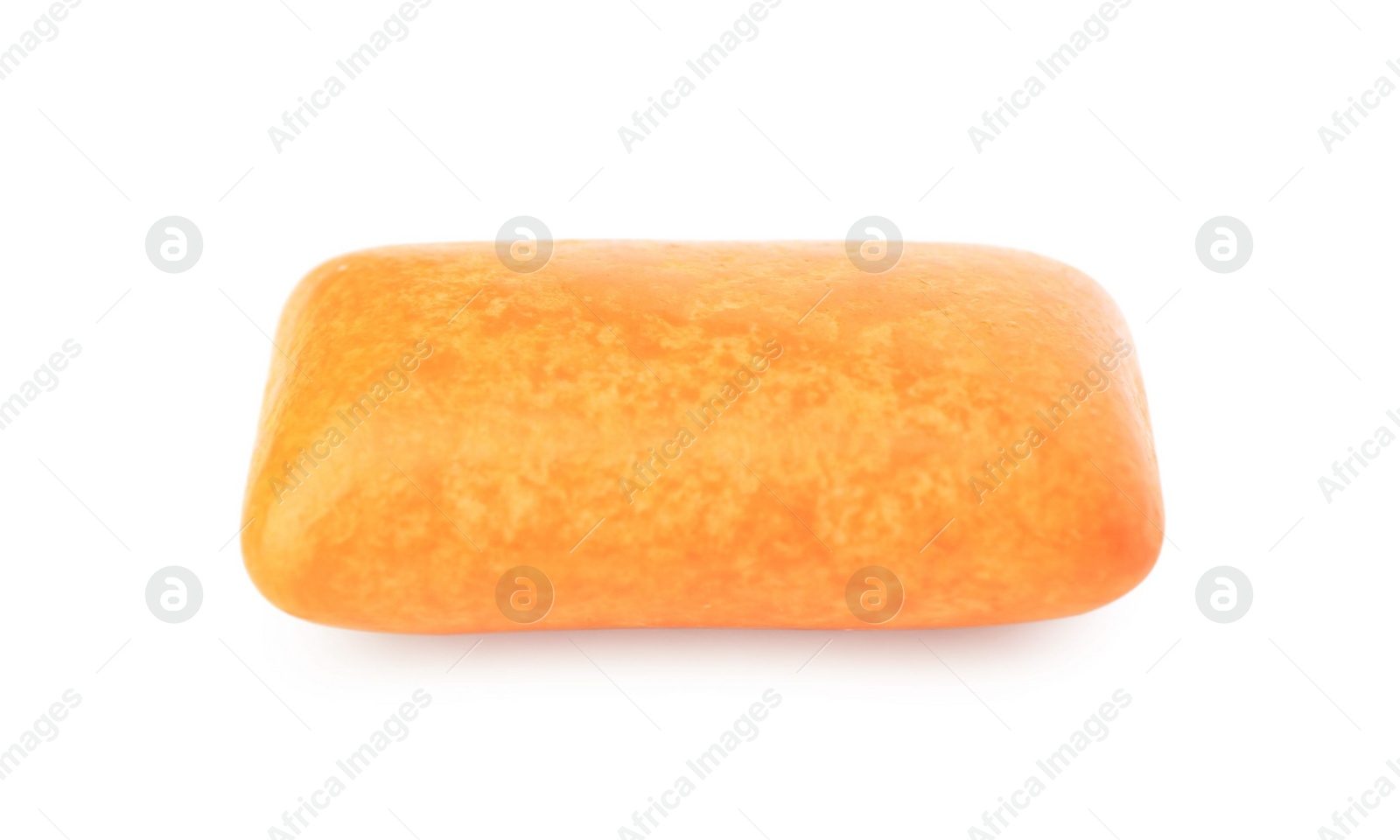 Photo of One tasty orange chewing gum isolated on white