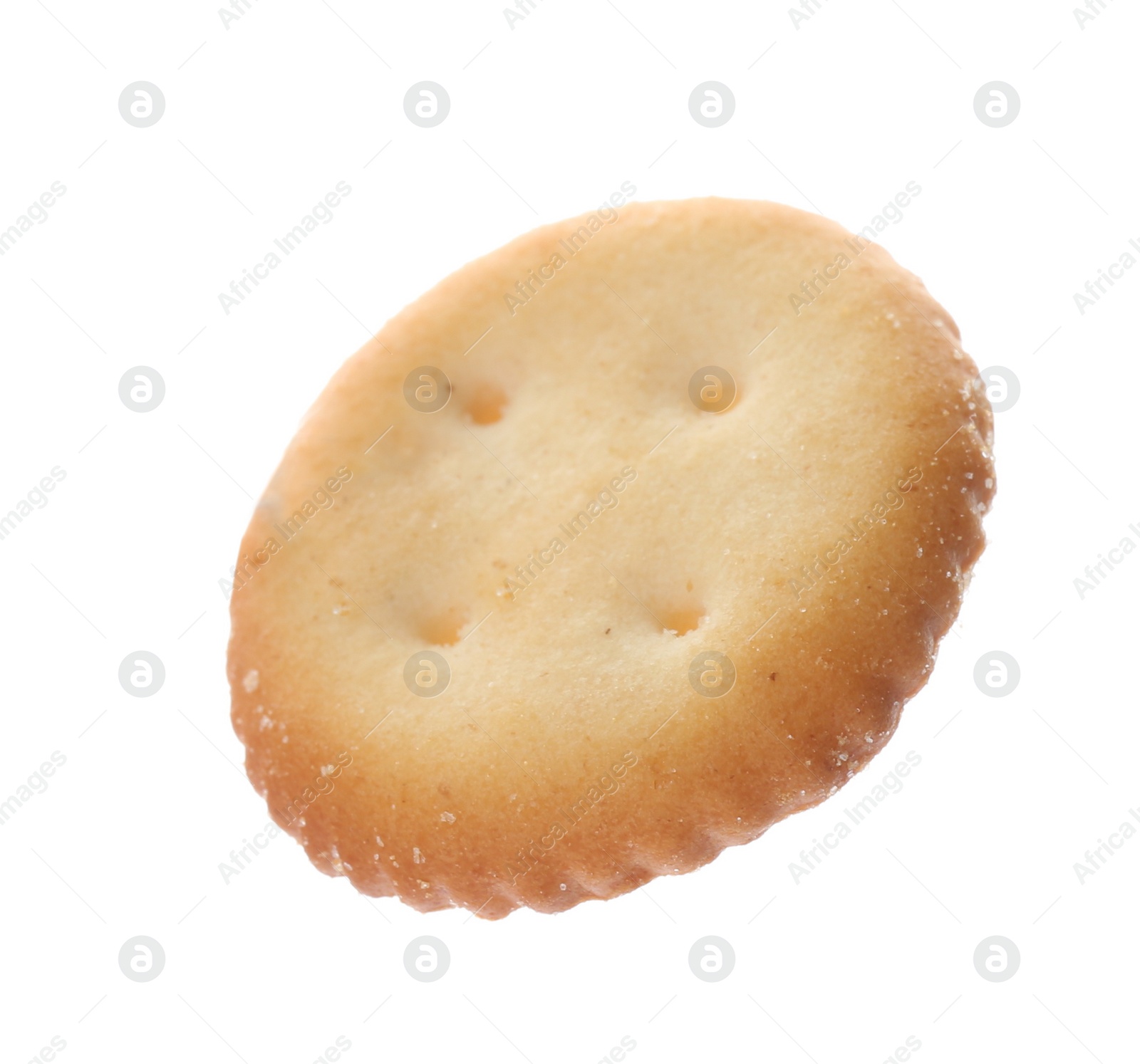 Photo of Crispy cracker isolated on white. Delicious snack