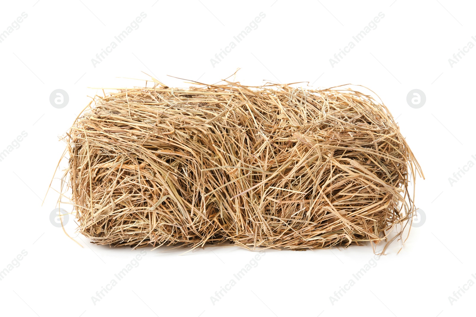Photo of Small dried hay bale on white background