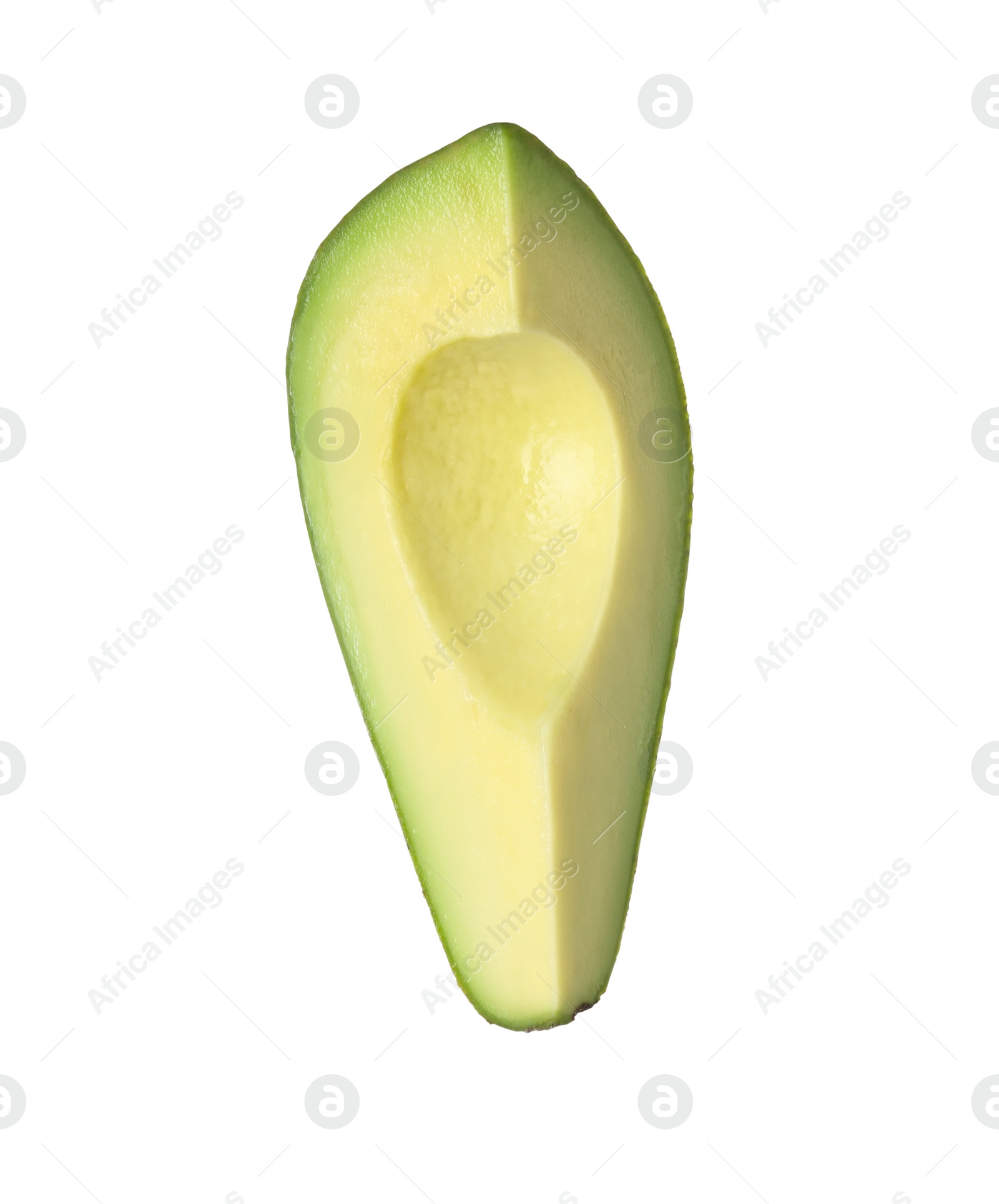 Photo of Slice of ripe avocado isolated on white