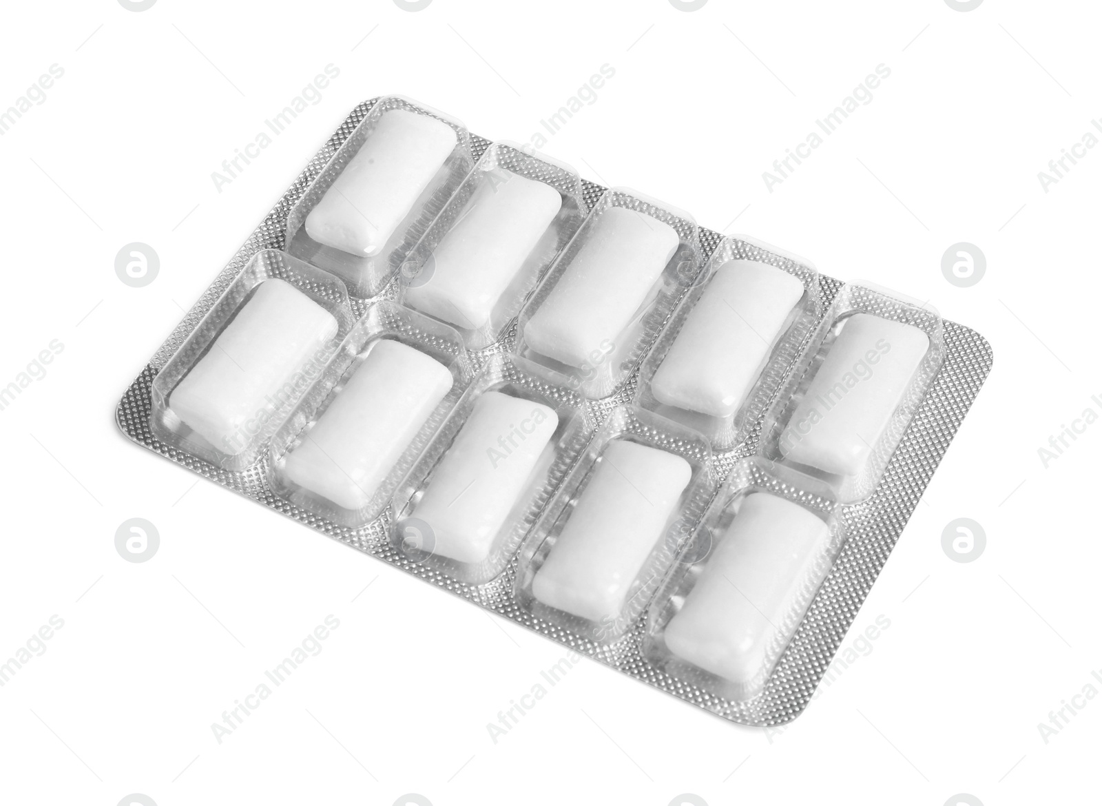 Photo of Blister of chewing gums isolated on white