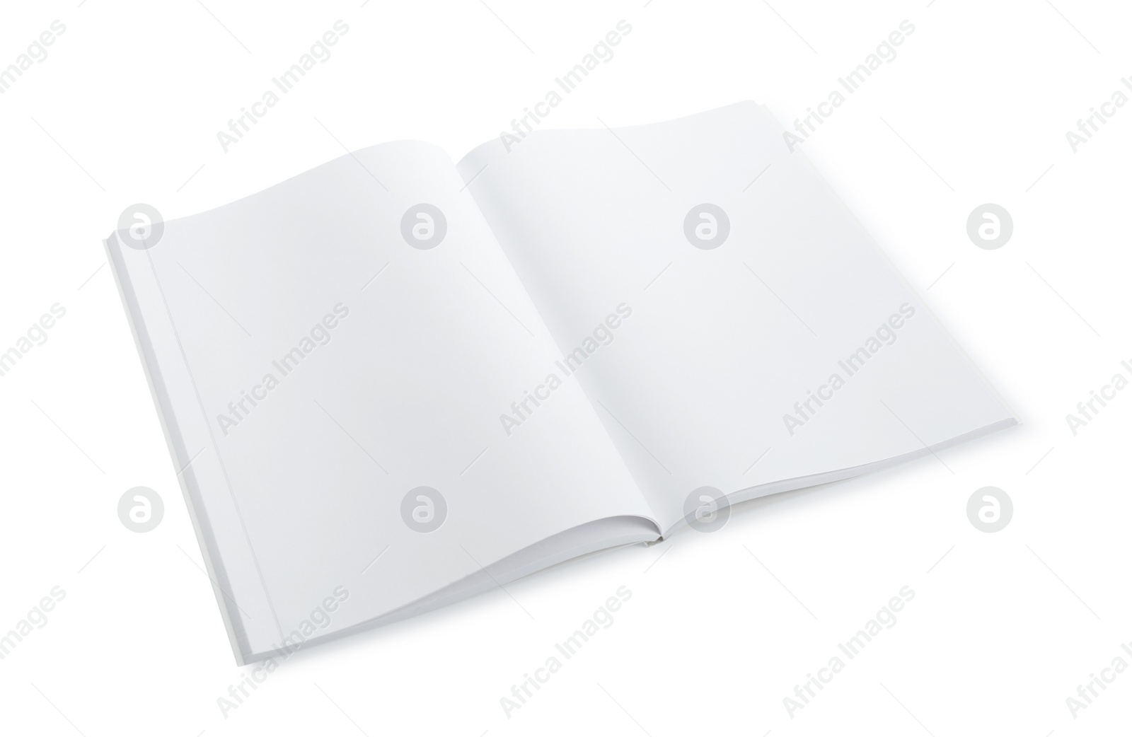 Photo of Open blank paper brochure isolated on white. Mockup for design