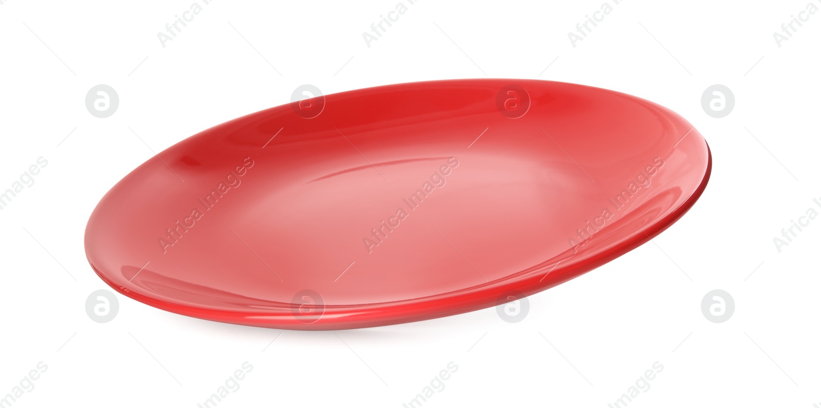 Photo of Clean empty red plate isolated on white