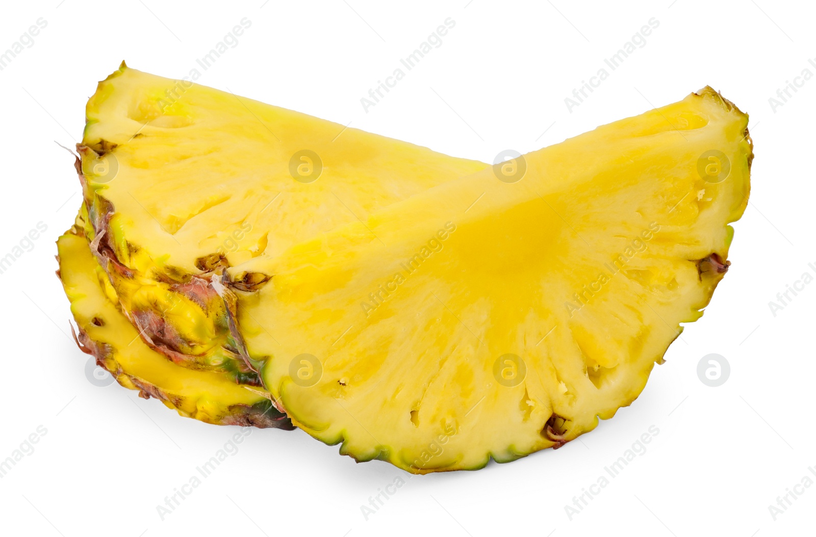 Photo of Slices of tasty ripe pineapple isolated on white