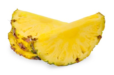 Slices of tasty ripe pineapple isolated on white