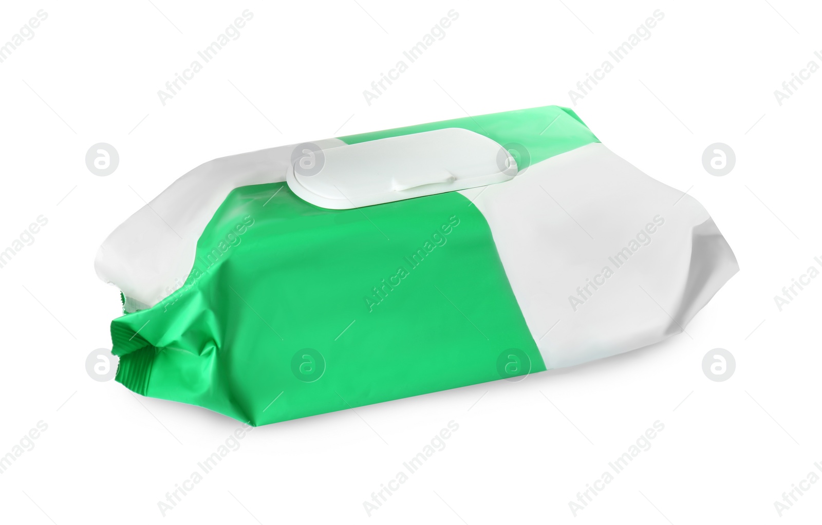 Image of Wet wipes pouch with plastic lid isolated on white