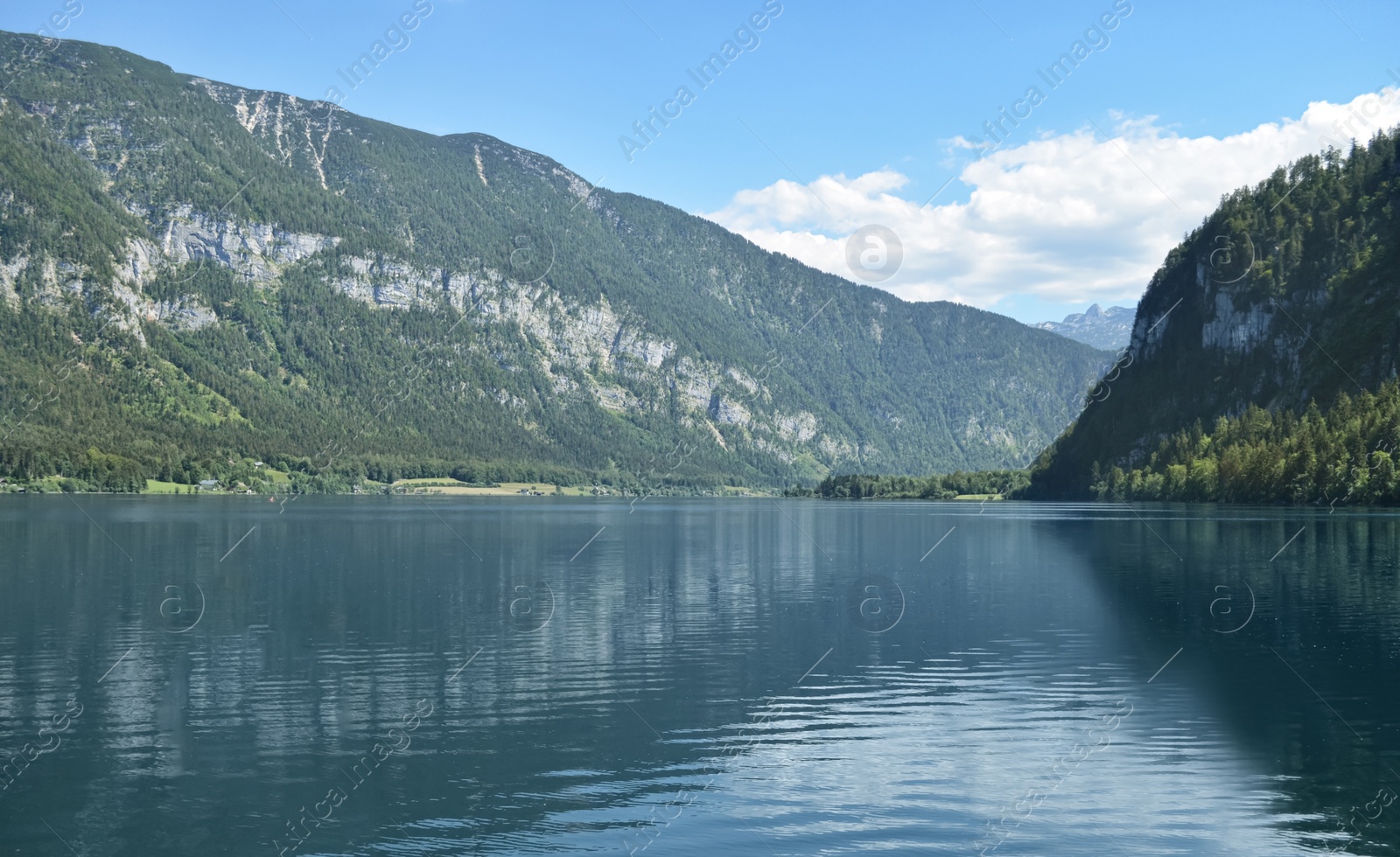 Photo of Beautiful landscape with mountains and river on sunny day