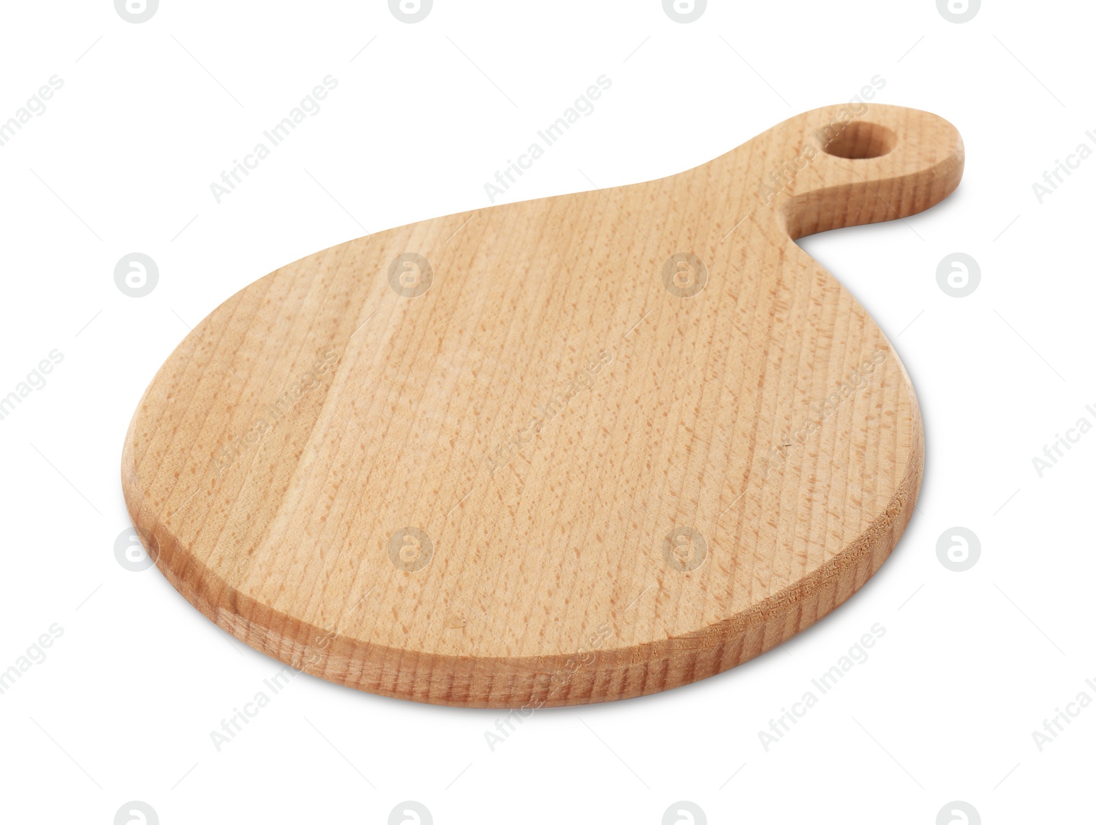 Photo of One wooden cutting board isolated on white