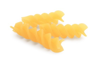 Raw fusilli pasta isolated on white. Italian cuisine