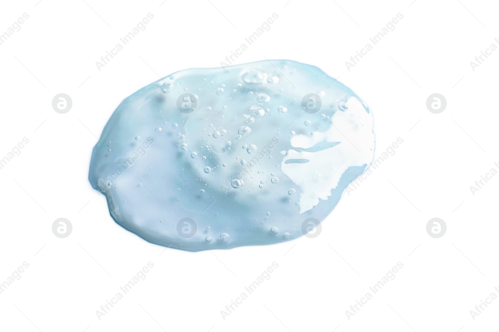 Photo of Sample of transparent cosmetic gel isolated on white, top view