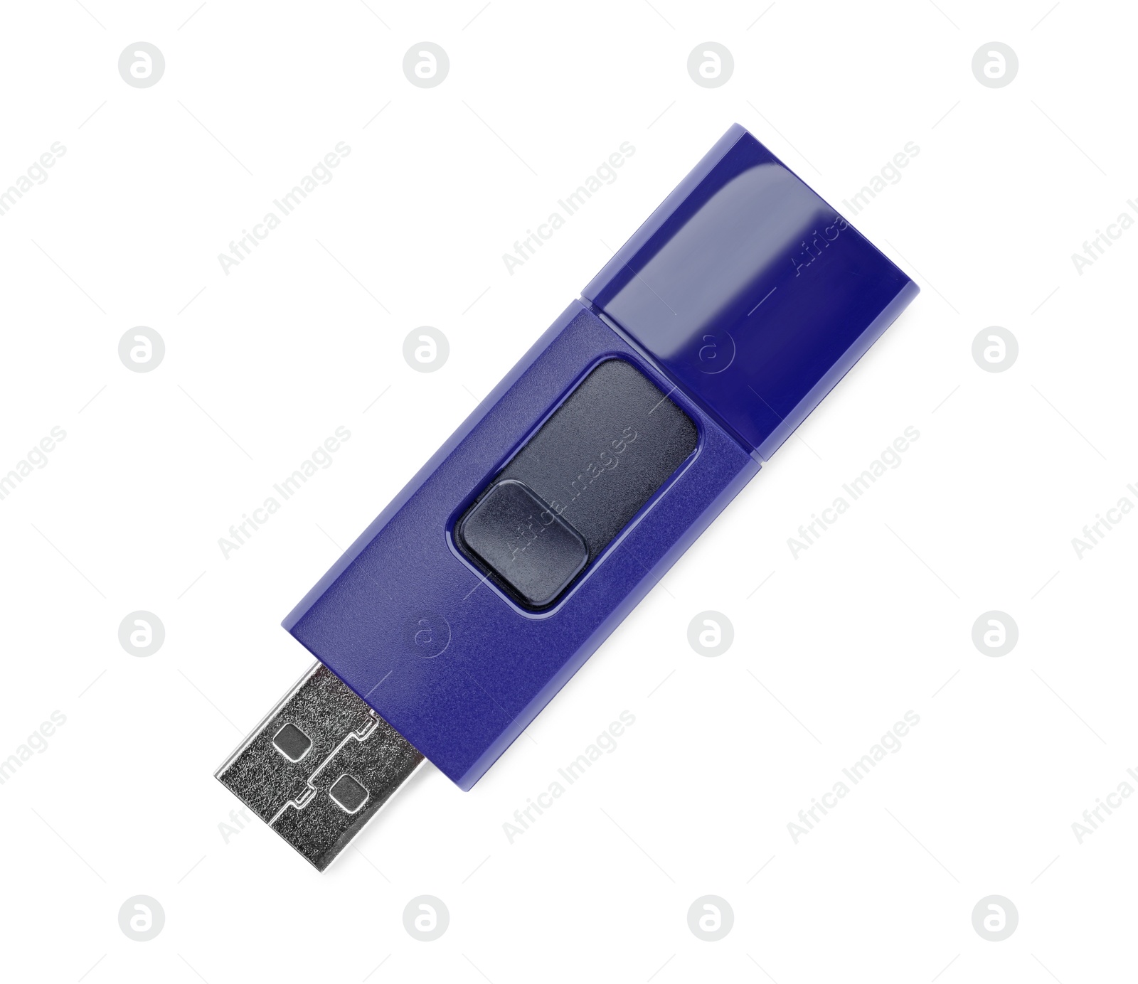 Photo of Blue usb flash drive isolated on white