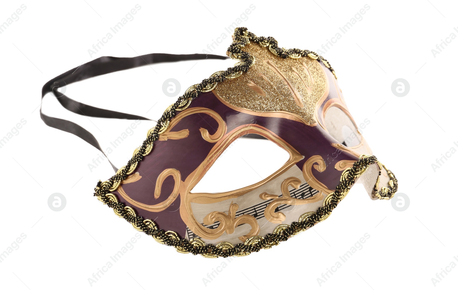 Photo of Beautiful purple carnival mask isolated on white