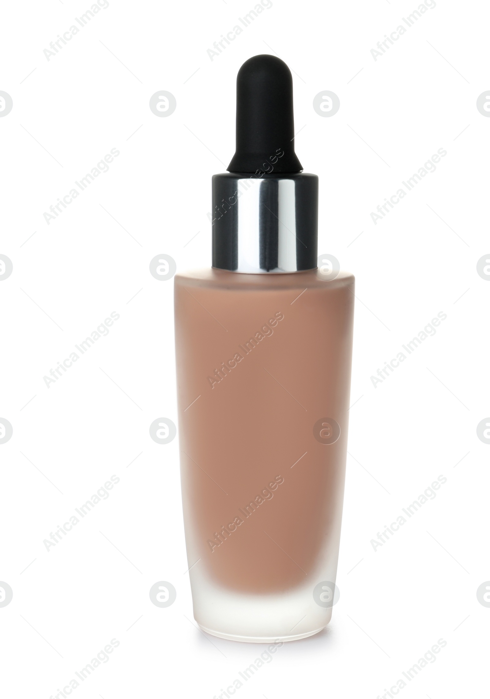 Photo of Bottle of skin foundation on white background