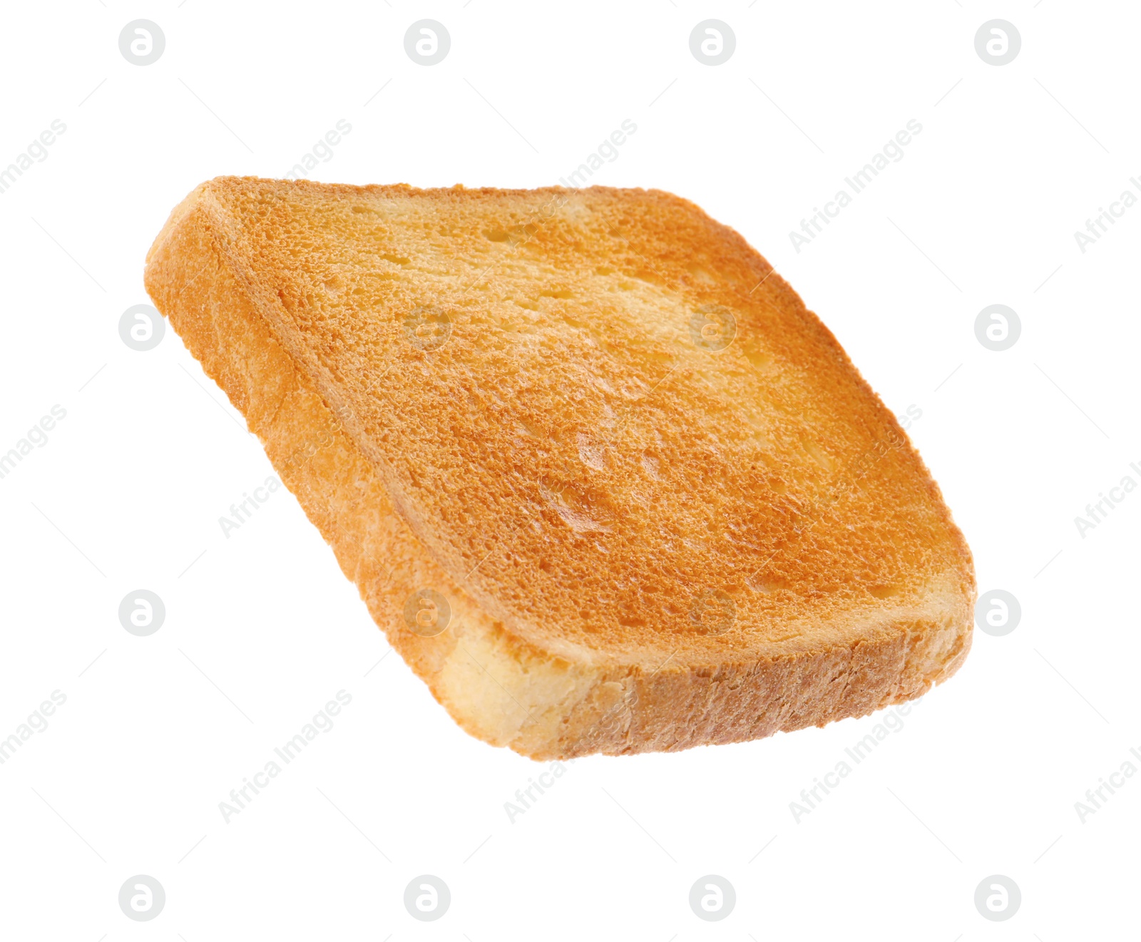 Photo of Slice of delicious toasted bread isolated on white