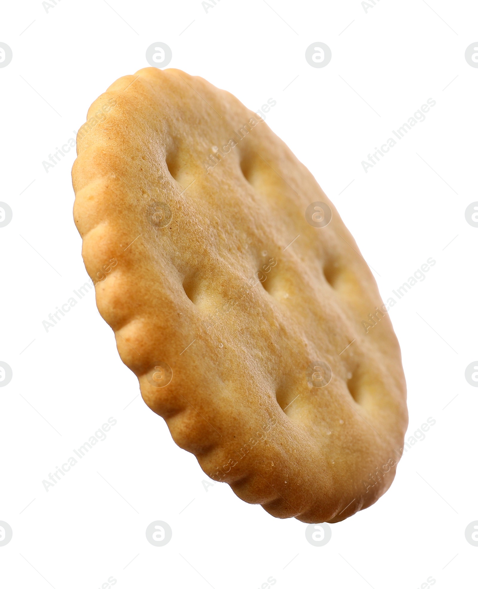 Photo of Tasty crispy round cracker isolated on white