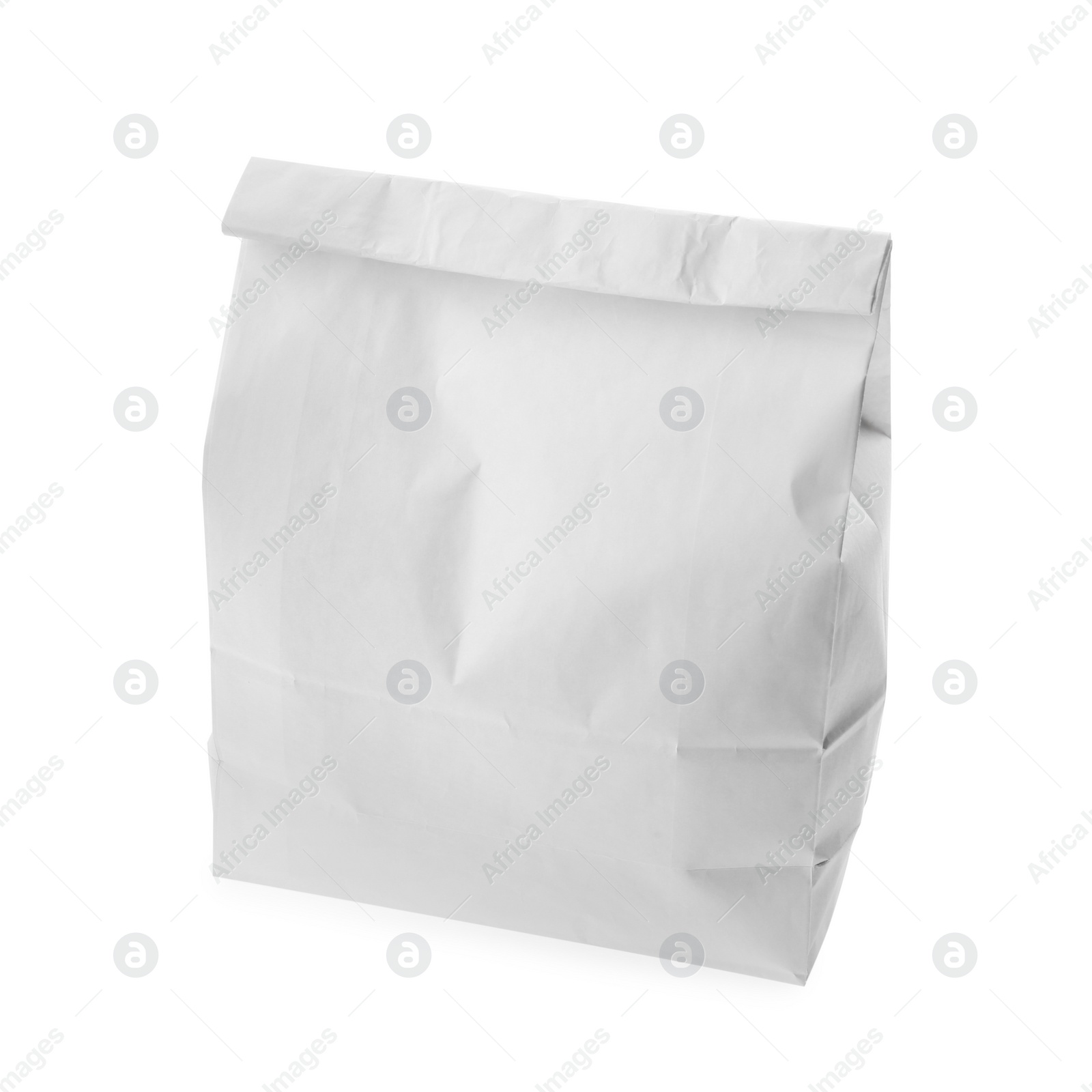 Photo of Pack of flour isolated on white. Mockup for design