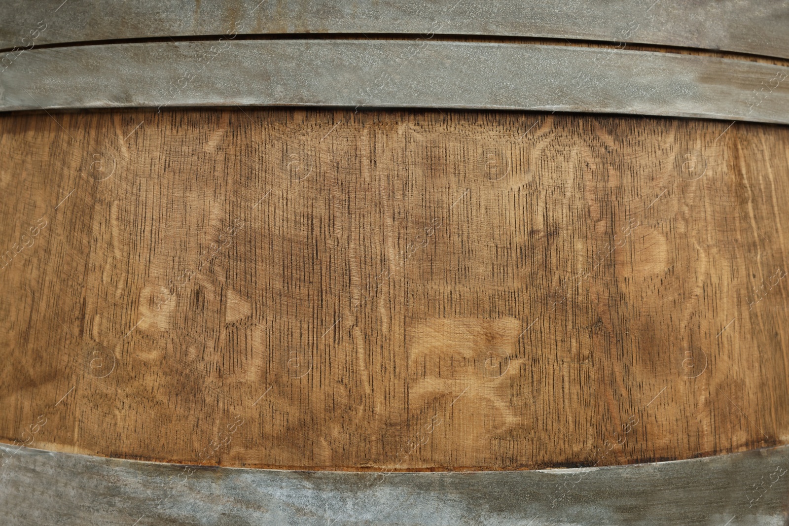 Photo of Traditional wooden barrel as background, closeup. Wine making