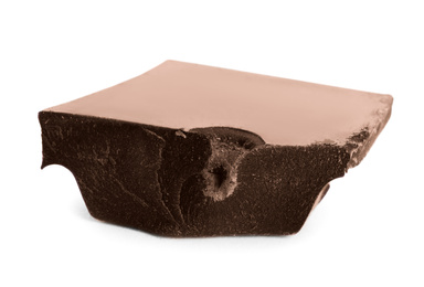 Photo of Piece of dark chocolate isolated on white