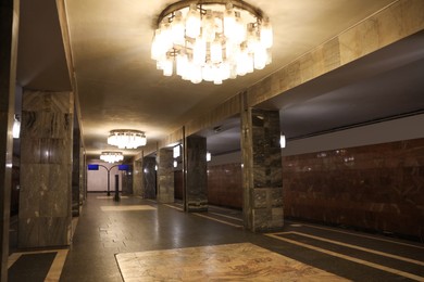Photo of Design of modern subway station. Public transport