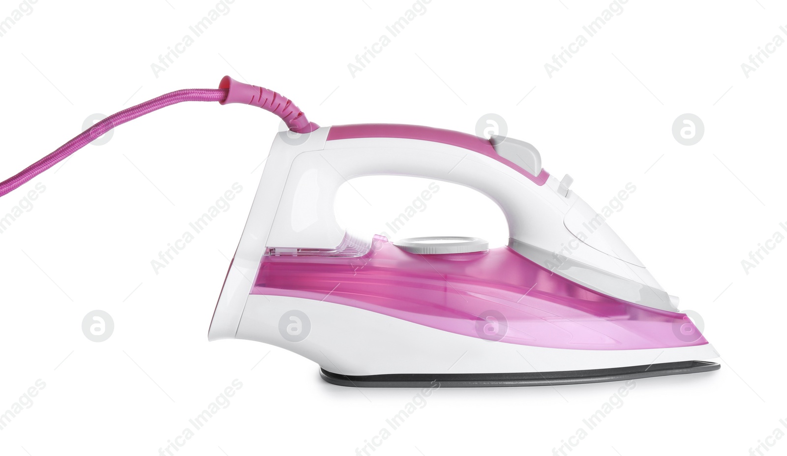 Photo of Modern electric iron on white background. Household appliance