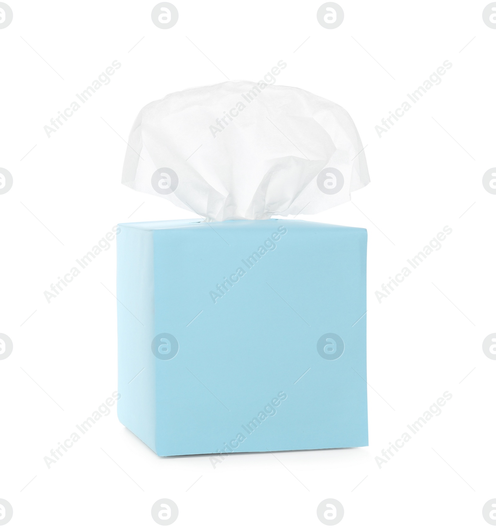 Photo of Box with paper tissues isolated on white