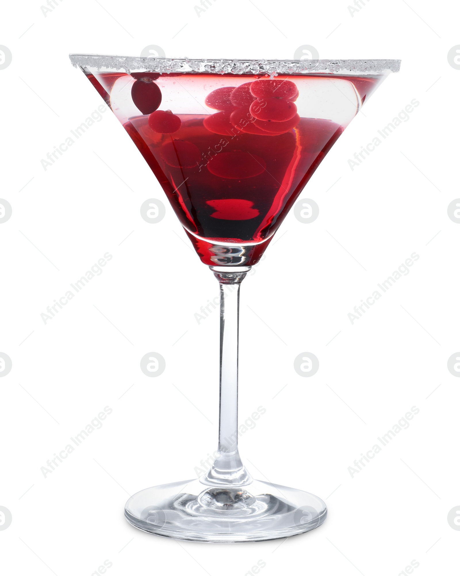 Photo of Delicious Christmas cocktail with liqueur in glass on white background