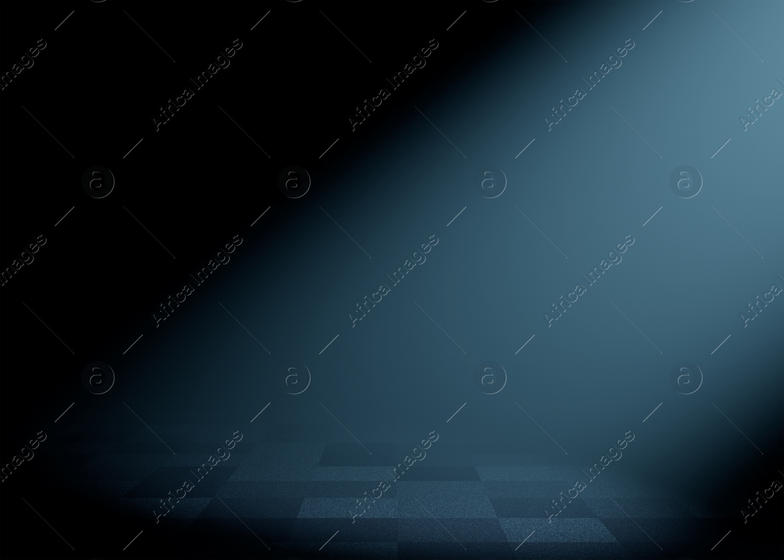 Image of Bright spotlight in dark room. Performance equipment