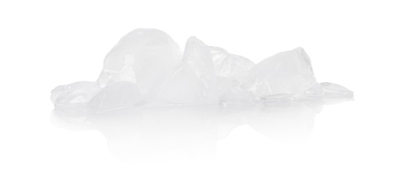 Pieces of clear ice isolated on white