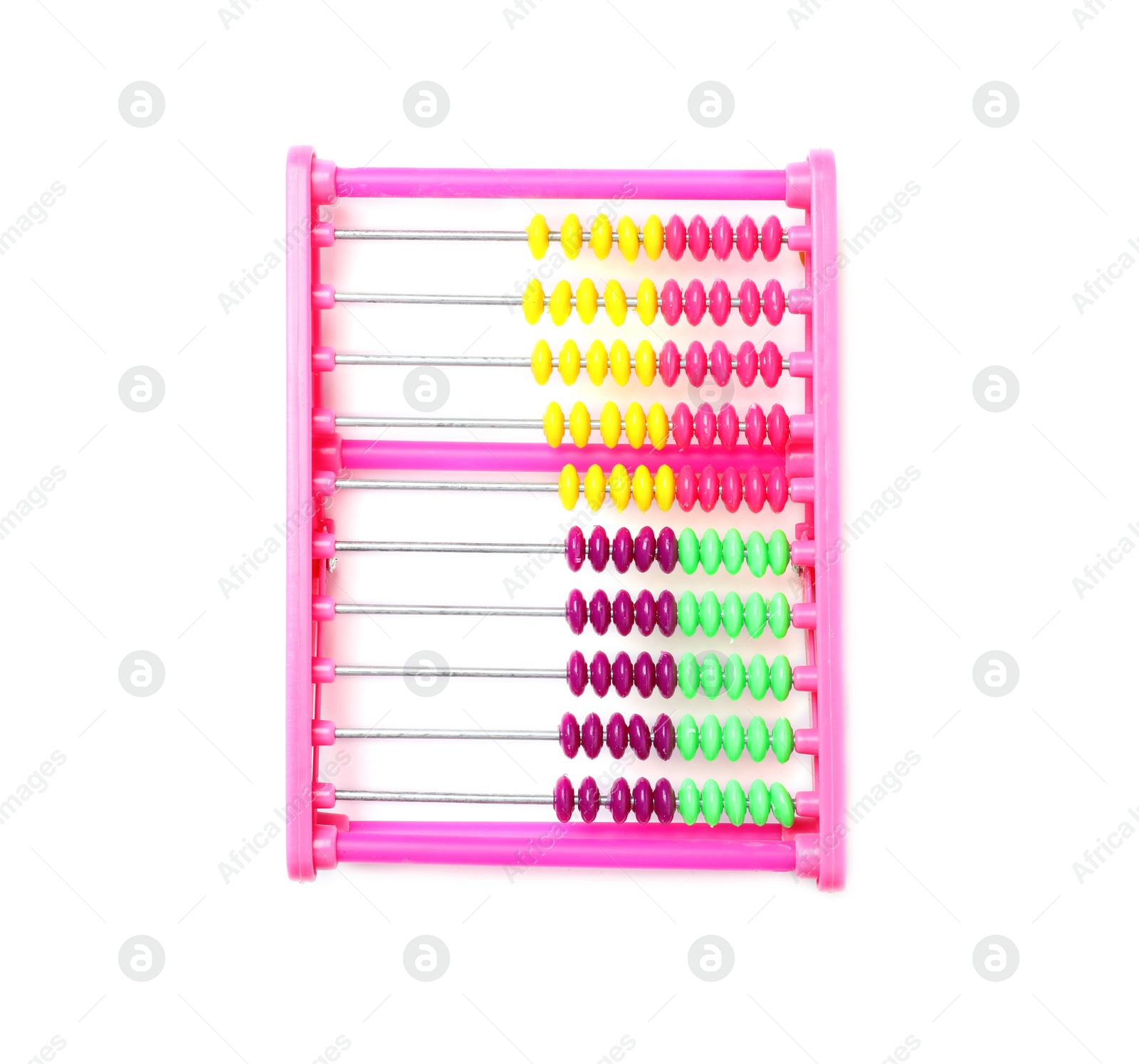 Photo of Colorful abacus on white background. School stationery