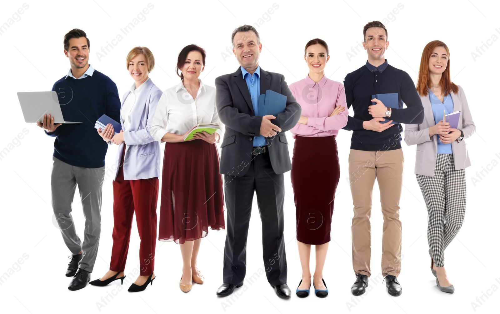 Image of Group of teachers on white background. Banner design