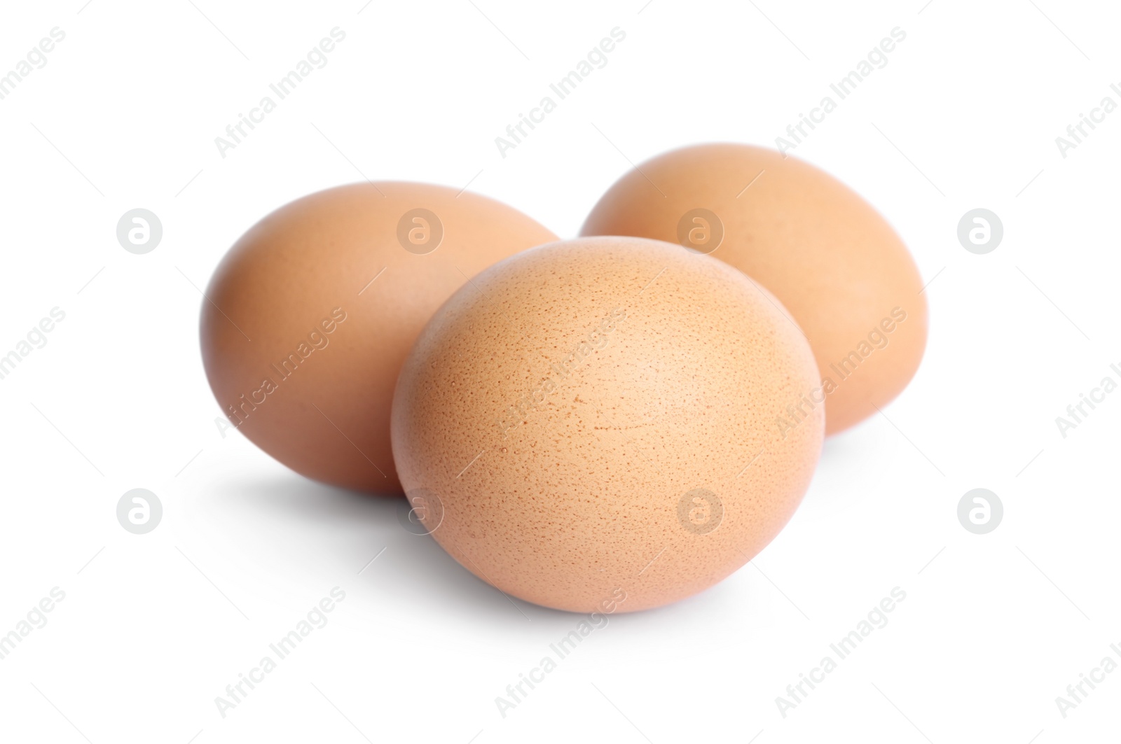 Photo of Fresh brown chicken eggs isolated on white