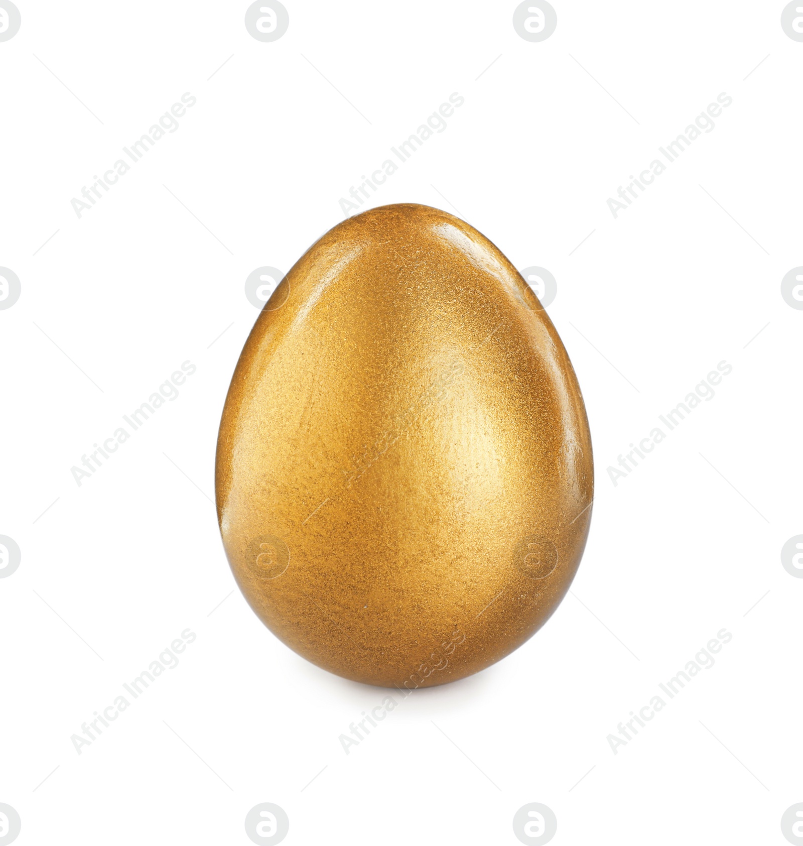 Photo of One shiny golden egg isolated on white