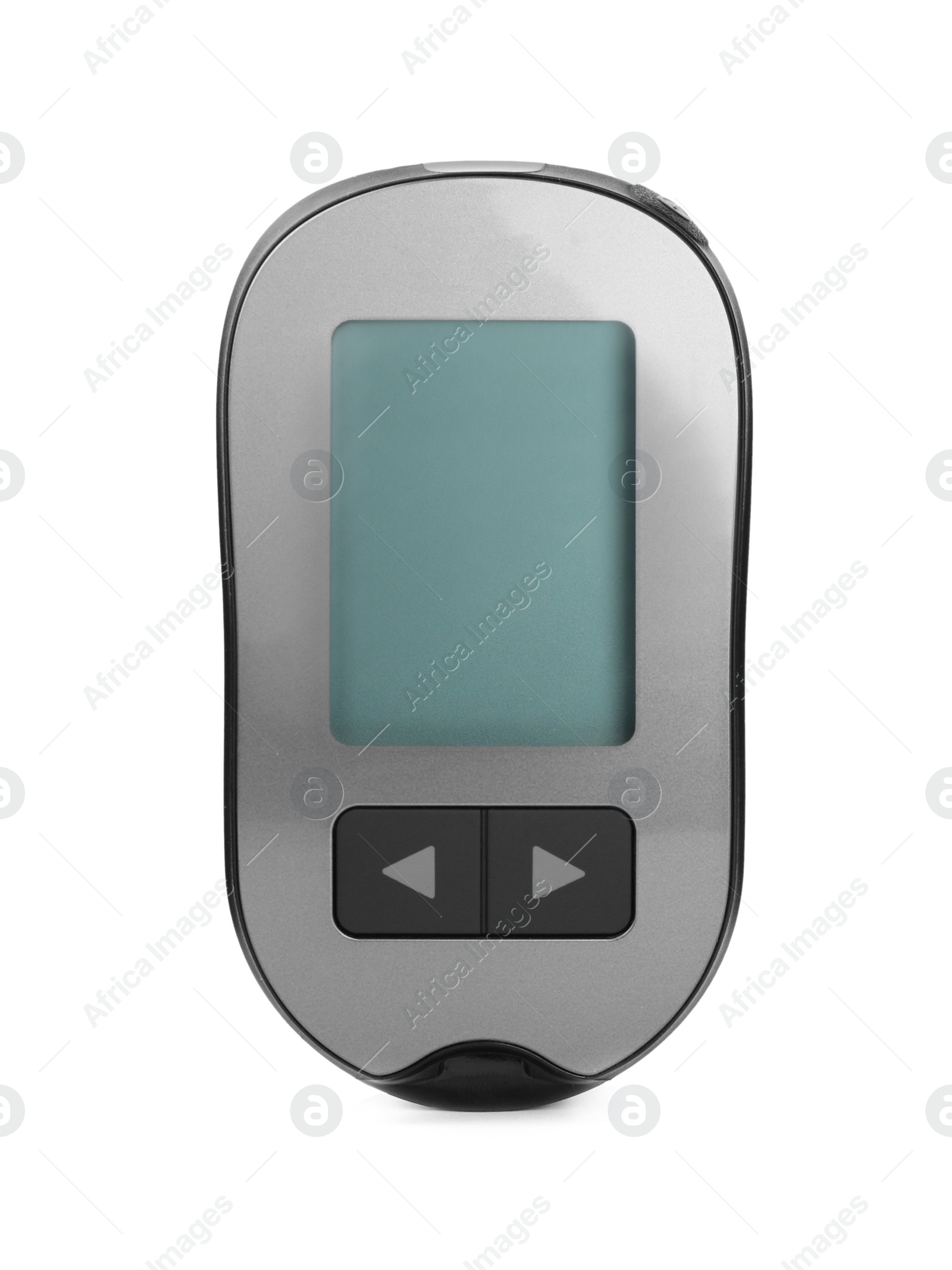 Photo of Digital glucometer on white background. Diabetes control