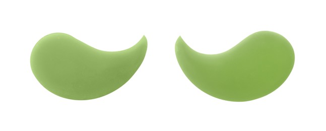 Pale green under eye patches isolated on white, top view. Cosmetic product