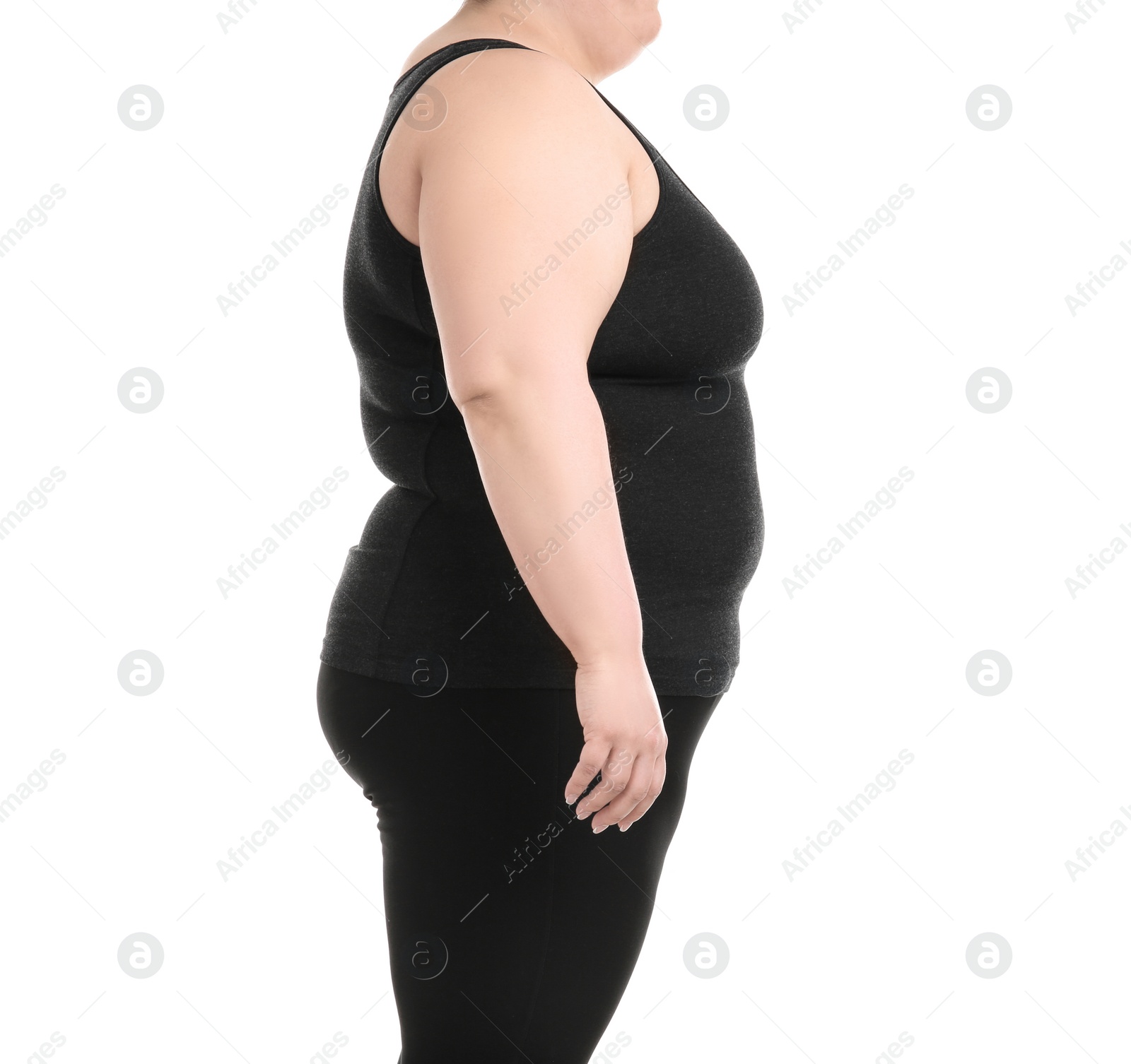 Photo of Overweight woman on white background