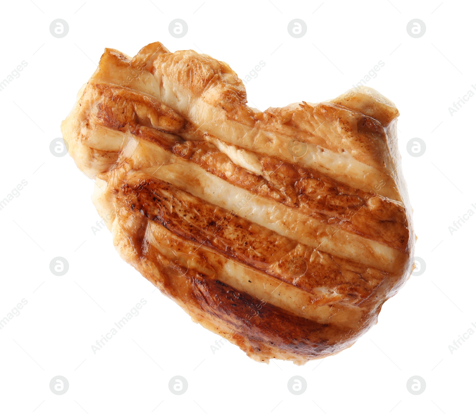 Photo of Piece of delicious grilled meat on white background