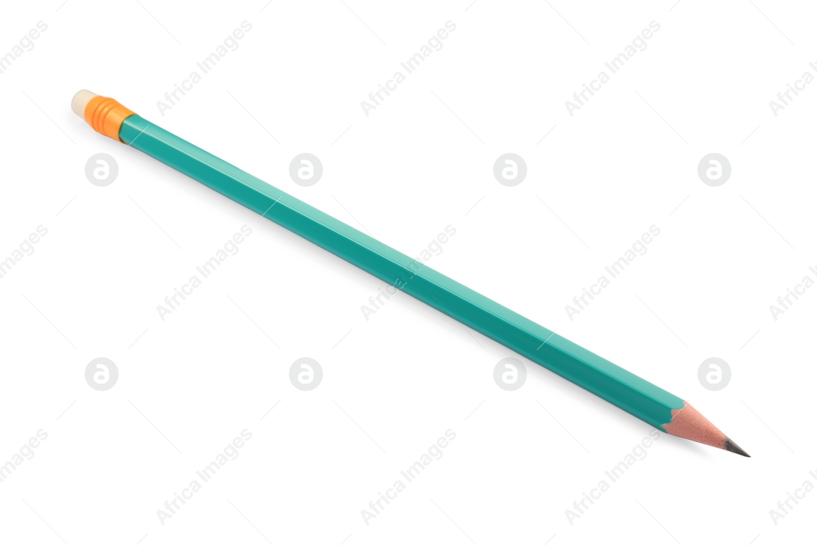 Photo of One sharp graphite pencil isolated on white