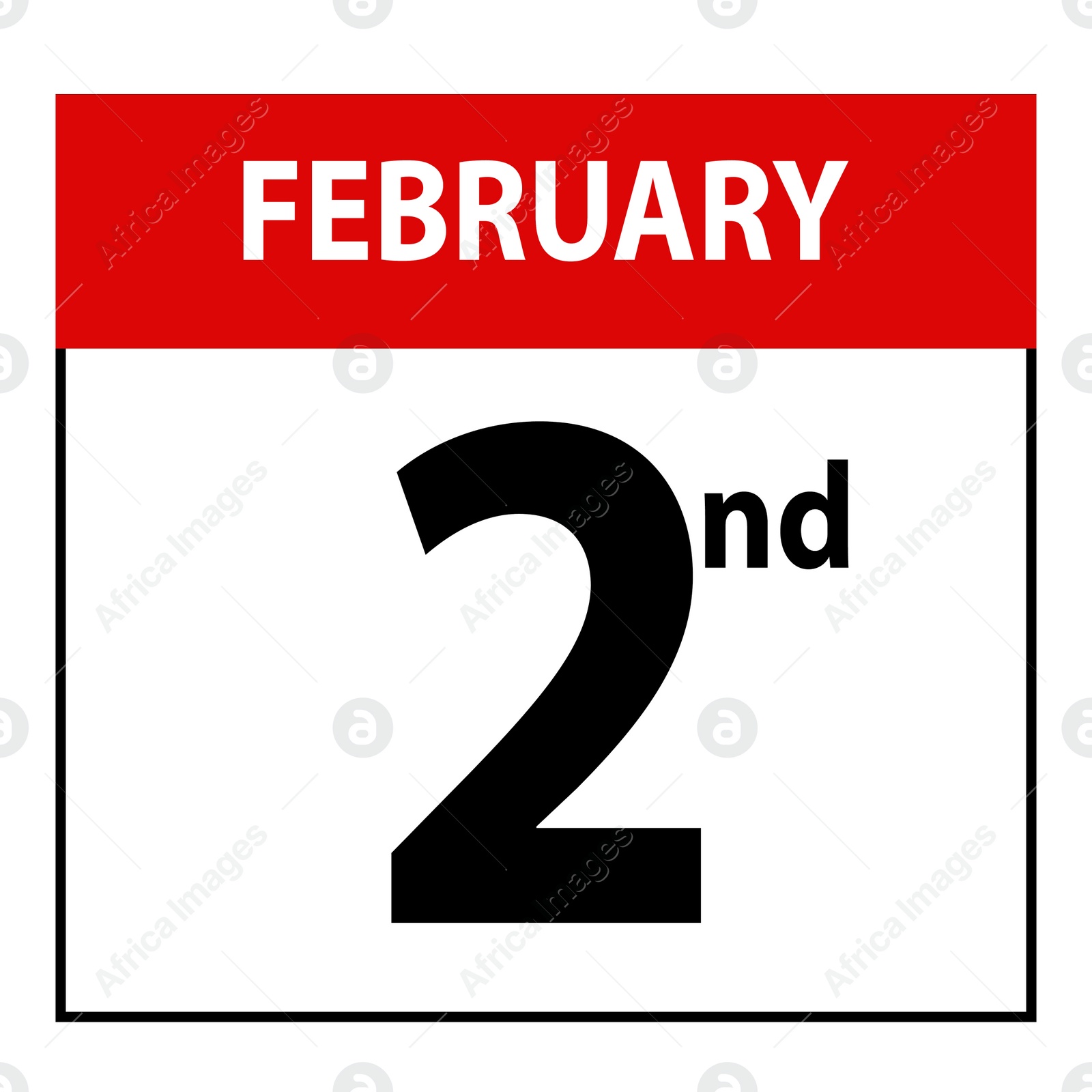 Illustration of February 2nd date.  calendar sheet