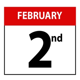 February 2nd date. Illustration of calendar sheet