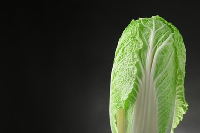 Fresh ripe Chinese cabbage on black background, space for text