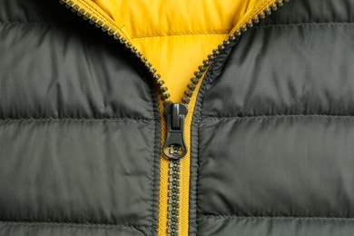 Photo of Jacket with zipper as background, top view