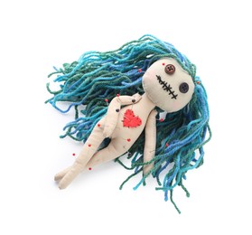 Photo of Voodoo doll with pins isolated on white