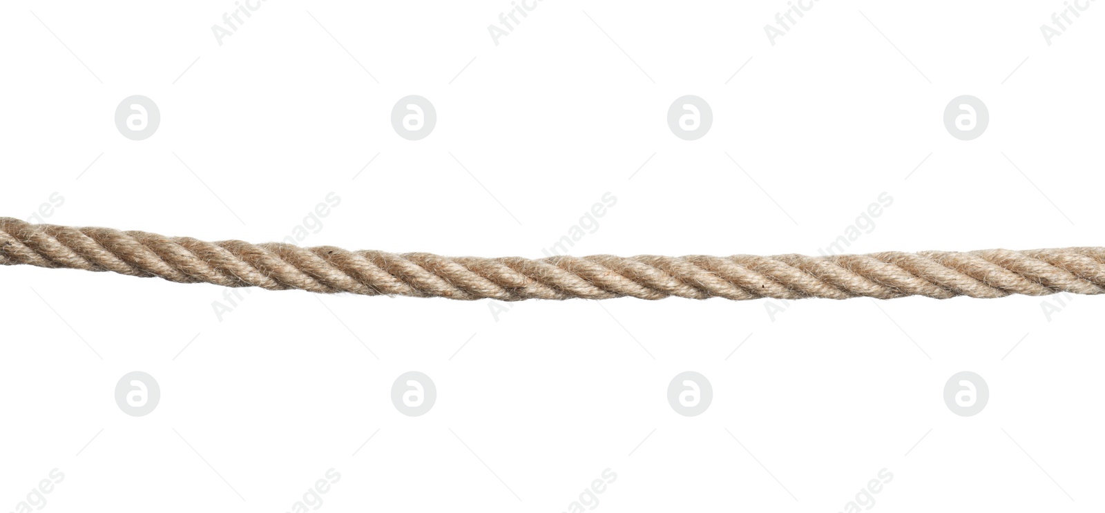 Photo of Strong nautical cotton rope on white background