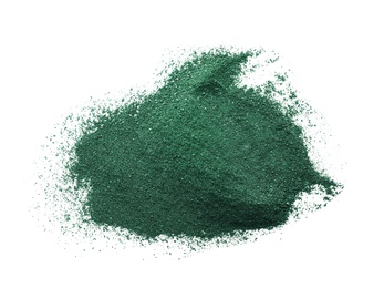 Photo of Spirulina algae powder on white background, top view