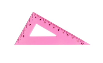 Triangle with measuring length markings isolated on white, top view
