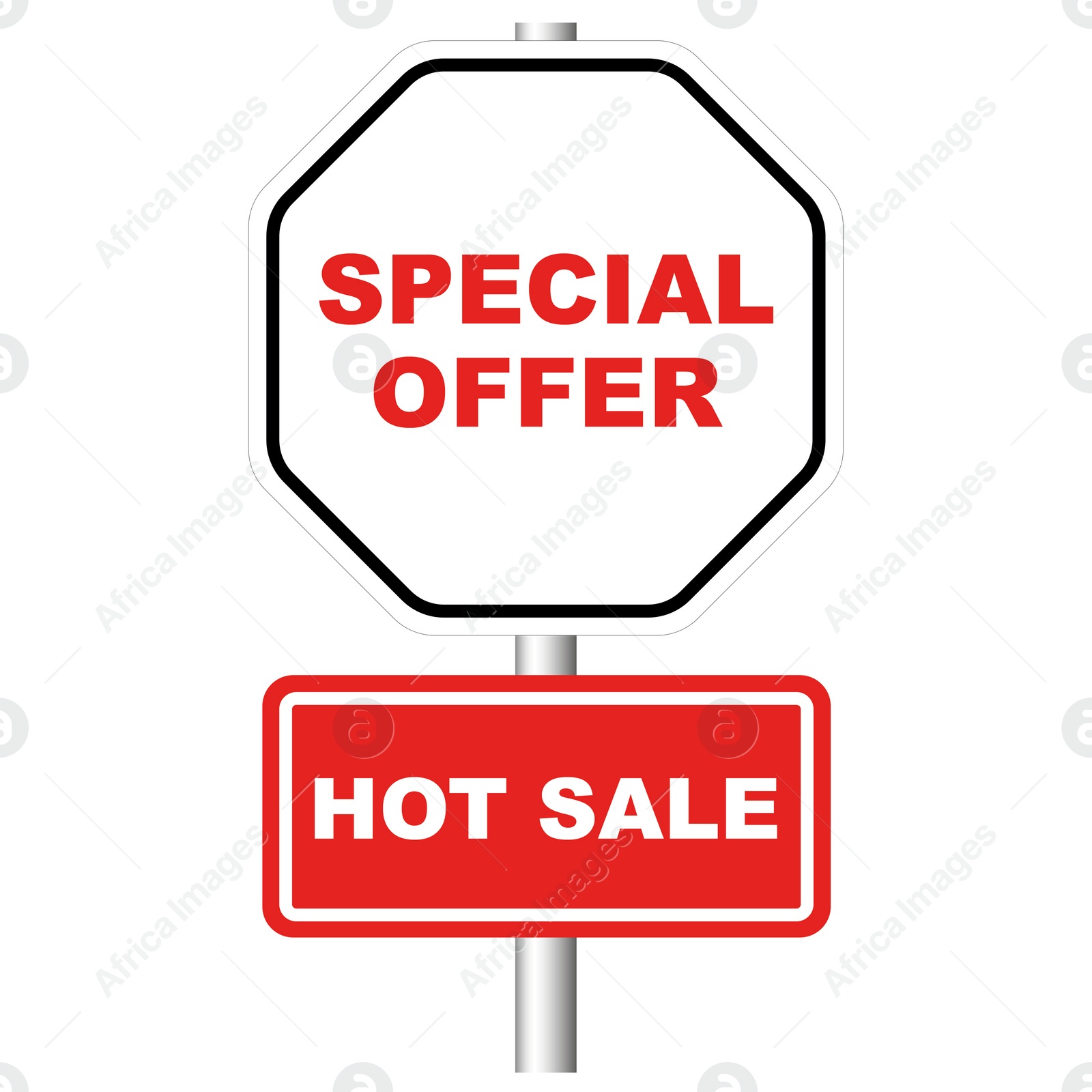 Illustration of Road signpost with words Special Offer, Hot Sale on white background
